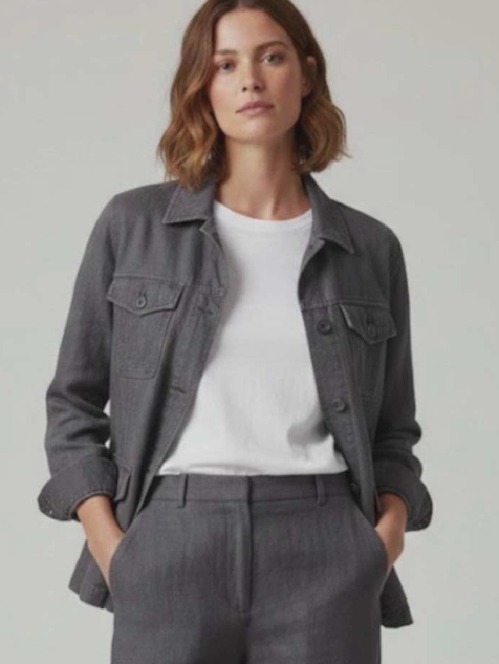 Classic Women's Gray Button-Front Jacket